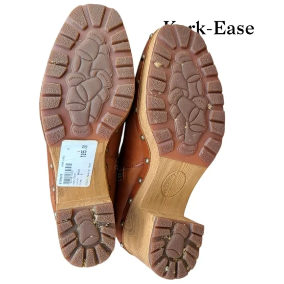 Kork Ease Deegan Brown Leather Platform Stud High Wood Heel Ankle Boot Women 8 - Picture 7 of 12